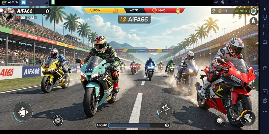 Screenshot AIFA66 yang menunjukkan balapan motor yang cepat dan intens.