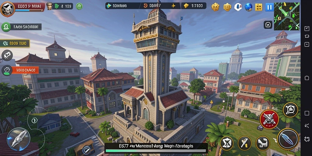 Gameplay menantang dalam EOS77 dengan strategi menara cerdas.