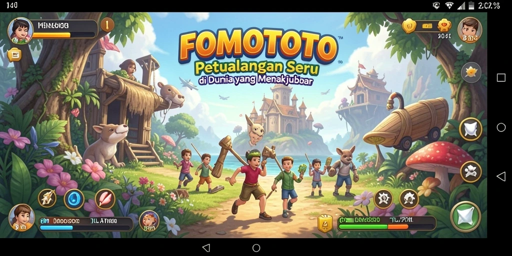 Screenshot FOMOTOTO menampilkan aksi seru saat menjelajahi dunia petualangan.