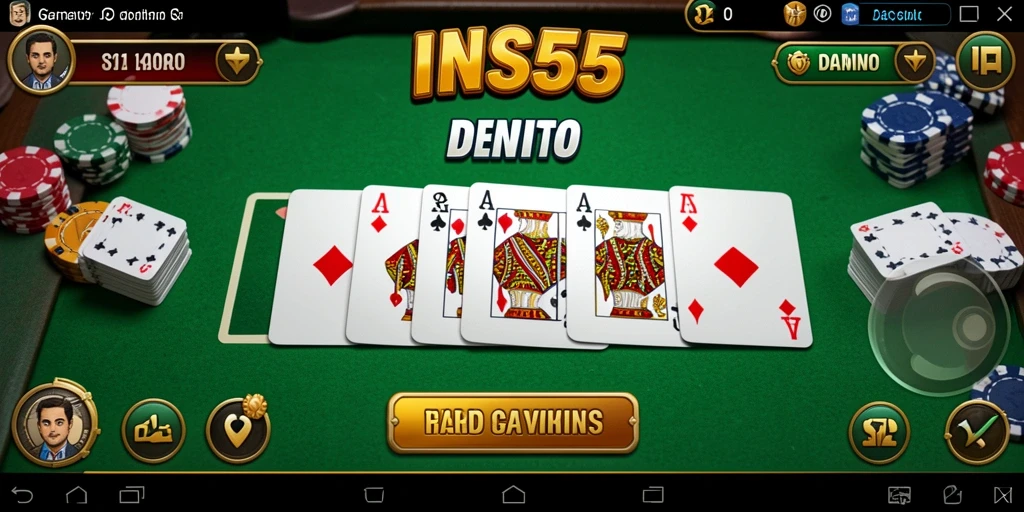 Screenshot game INS55 menampilkan antarmuka bermain Domino yang menarik.