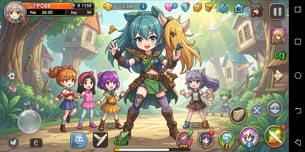 Tampilan gameplay LPO88 dengan karakter anime yang dinamis.