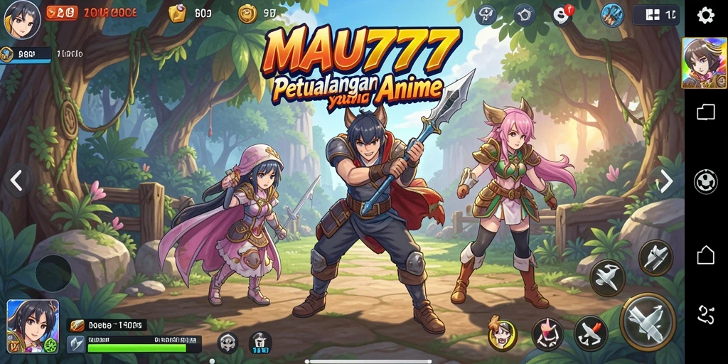 Tampilan gameplay MAU777 yang menampilkan pertarungan karakter anime.