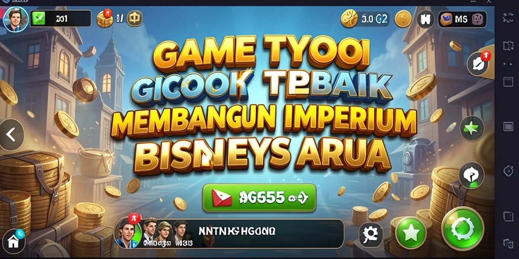 Tampilan gameplay seru dari MG525 yang menggambarkan simulasi bisnis Tycoon.