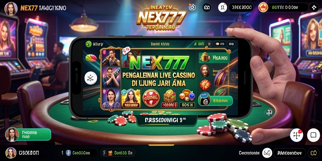 Tampilan screenshot NEX777 menunjukkan dealer kasino langsung dalam aksi.