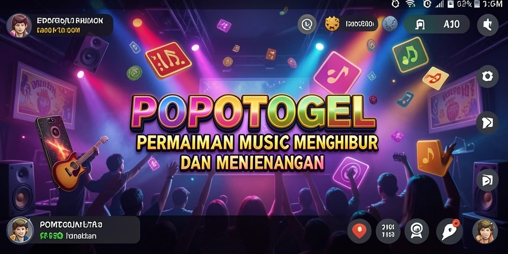 Screenshot utama menampilkan gameplay interaktif dari POPOTOGEL yang penuh warna.