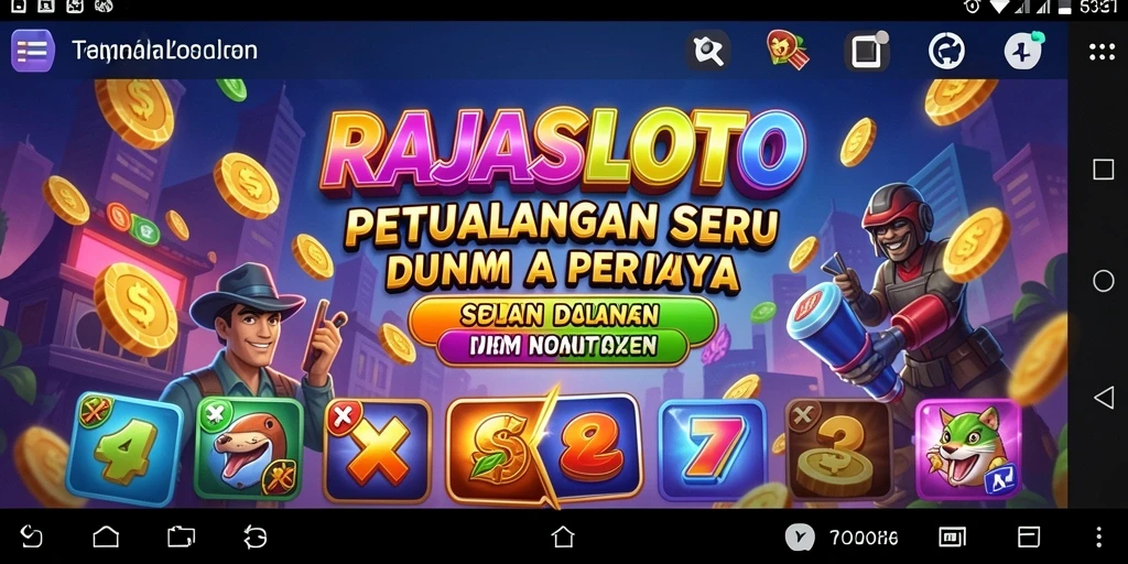 Tangkapan layar utama RAJASLOTO menampilkan aksi petualangan yang mendebarkan.