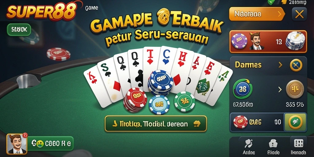 Screenshot utama SUPER88 menampilkan gameplay Gaple yang seru dan interaktif.