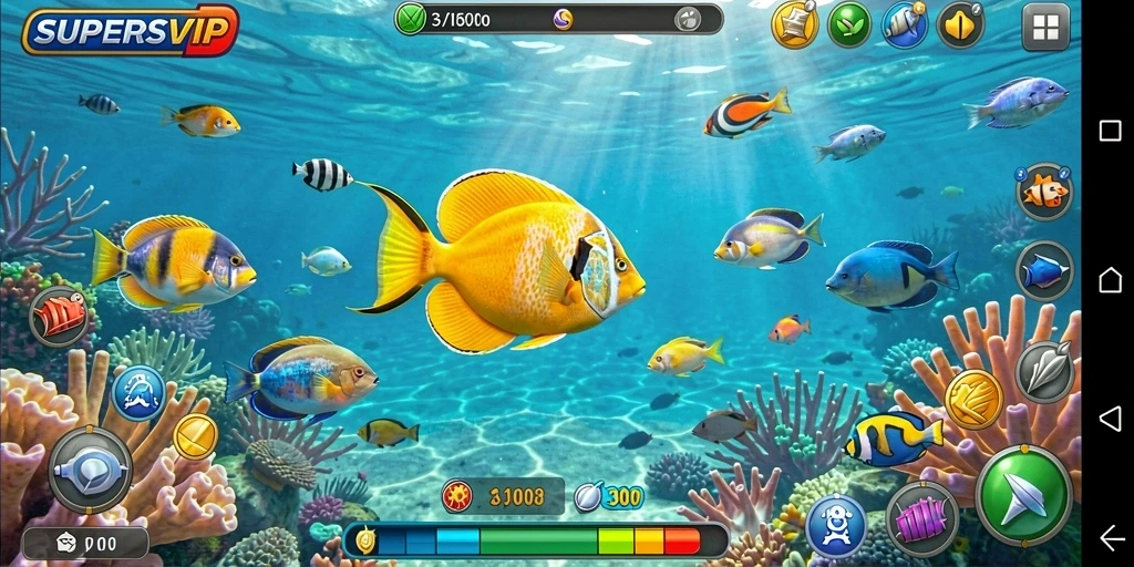 Screenshot gameplay seru ikan dalam SUPERSVIP.